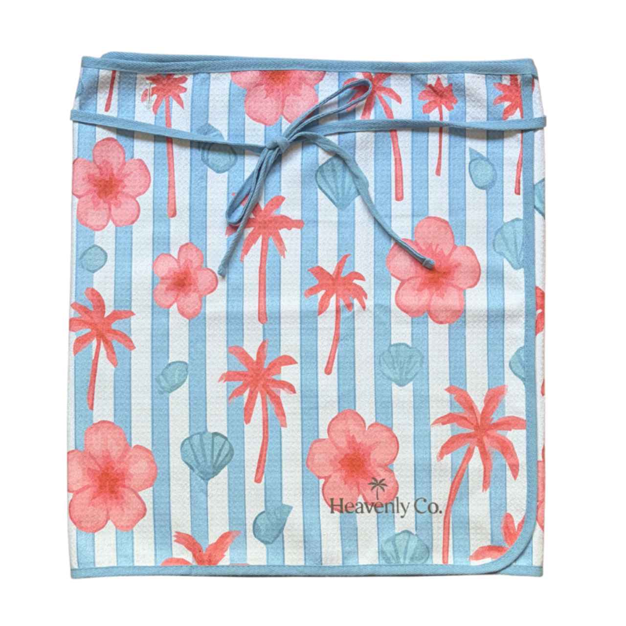 Floral and striped patterned Towel wrap skirt with 'Heavenly Co.' branding on a white background